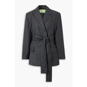 Zillah belted pinstriped wool blazer 그레이 1647597353763712