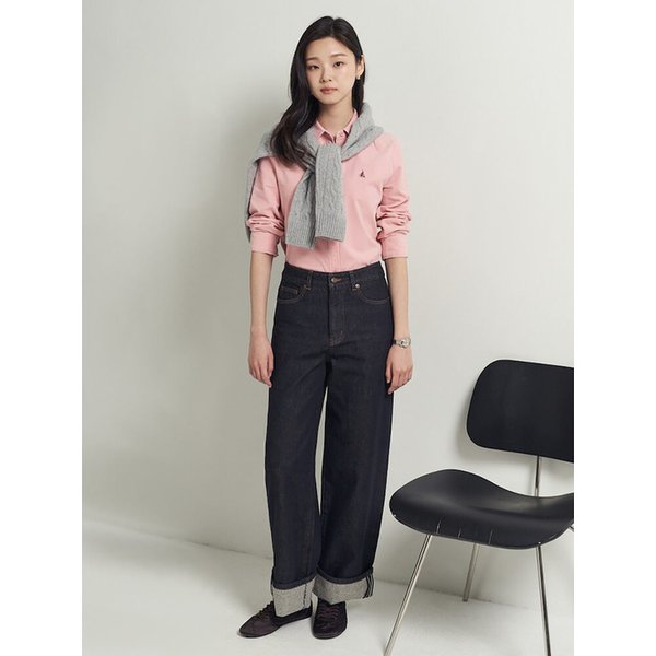 와이드 턴업 기모 데님  네이비 (BF5X21C81R)