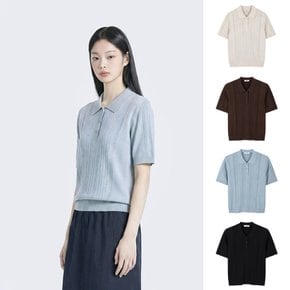 여성 린넨블렌드 카라 스웨터 PHG 2ET2420