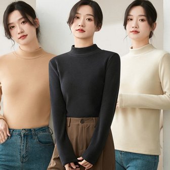 리빌모아 겨울 여자 기모 벨벳 심플 이너 반목 티셔츠 SDW-TSW-SURK263