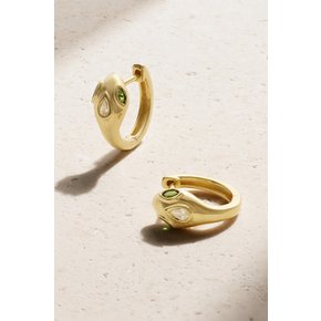 Snake 18-karat Gold, Emerald And Diamond Hoop Earrings 골드