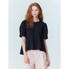 Back Ribbon Detail Peplum Blouse_Black