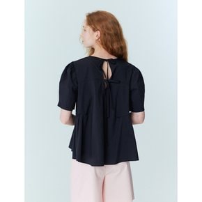 Back Ribbon Detail Peplum Blouse_Black