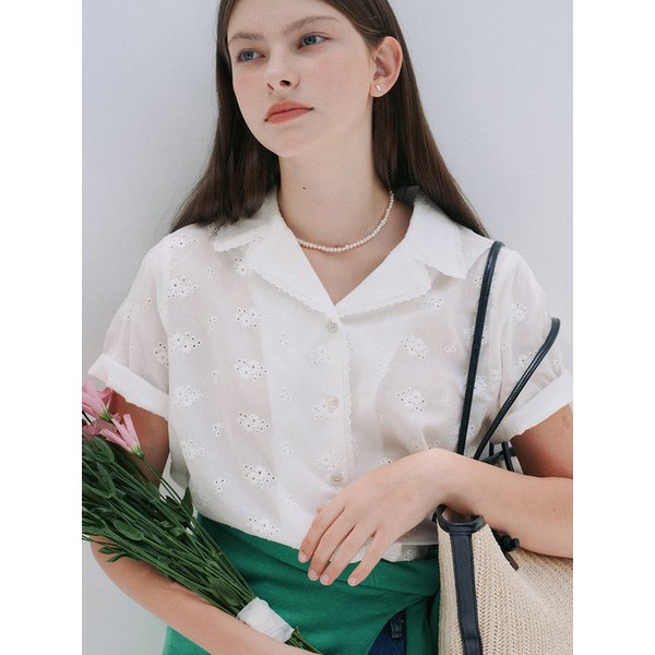 [리퍼브]S Punching Lace Shirt_White