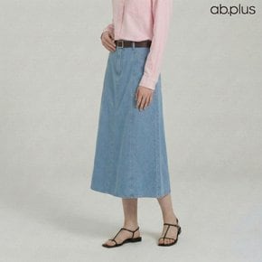 [ab.plus] 벨트세트 A라인 롱 데님 스커트 (LSA5MS36A)