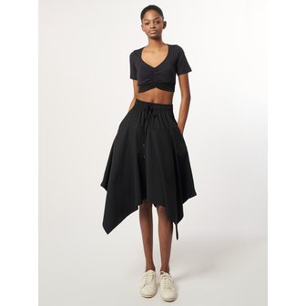 애스플래폼 AW61SK03_패널 드레이프 스커트_블랙