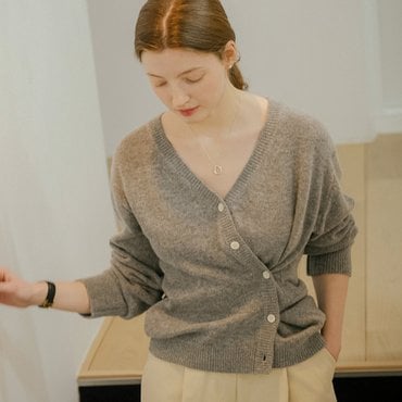 틸아이다이 [쓱머니적립] 2way merino wool blended cardigan_Melange Gray