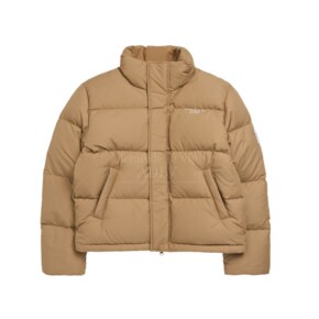 BASIC LOGO A EMBLEM PATCH SHORT DOWN JACKET BEIGE-베이직A패치숏패딩