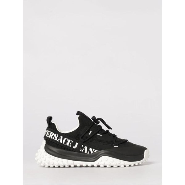 26SS 베르사체  남성 진스 꾸뛰르 로고 프린트 로우탑 스니커즈 80YA3SN2ZSE10 899 Black BPG