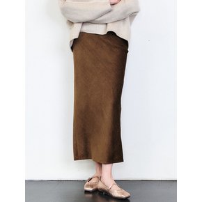 VINTAGE SILK LIKE CODUROY LONG SKIRT [BROWN][BLACK]