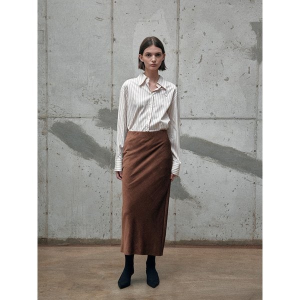 (11차 리오더) VINTAGE SILK LIKE CODUROY LONG SKIRT [BROWN][BLACK]