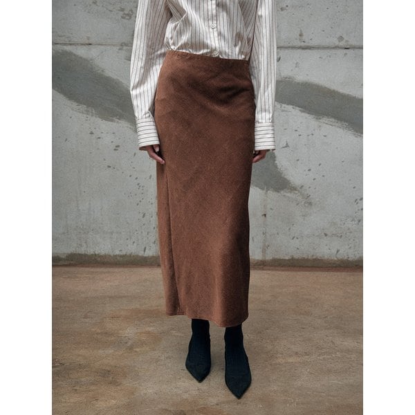 (11차 리오더) VINTAGE SILK LIKE CODUROY LONG SKIRT [BROWN][BLACK]