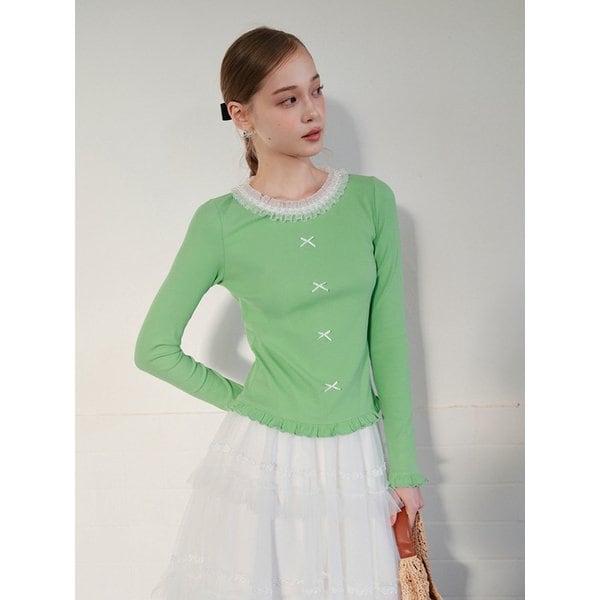 Cest_Bow ruffle long sleeve top