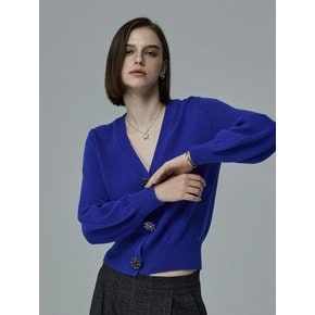 Todd&Duncan Cashmere 100% Jewelry Button Point Cardigan Blue