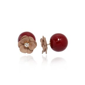 Beige Flower Frontback Earring Ie358