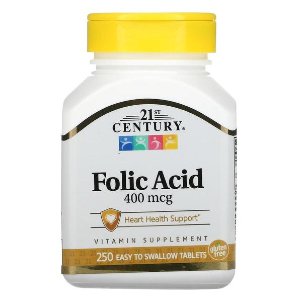 [해외직구] 21세기센츄리 엽산 폴릭엑시드 400mcg 250정 21st Century Folic Acid 400 mcg 250 Easy to Swallow Tablets