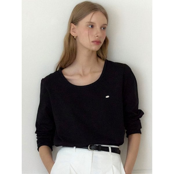 Logo Silky U-neck Sleeve T-shirt - 5color