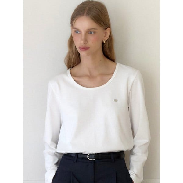 Logo Silky U-neck Sleeve T-shirt - 5color