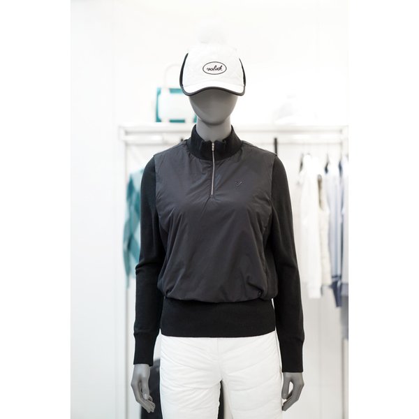 [여주점] 골프웨어 여성 골프 우븐 패치 하이브리드 방풍 스웨터 TOA05