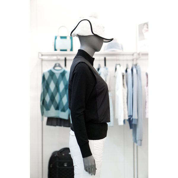 [여주점] 골프웨어 여성 골프 우븐 패치 하이브리드 방풍 스웨터 TOA05