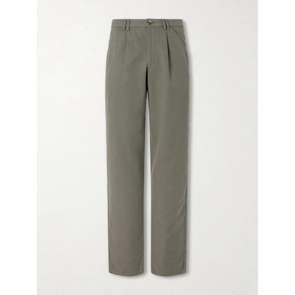 브루넬로쿠치넬리 스트레이트 레그 플리츠 코튼 리넨 블렌드 팬츠 46376663163115444