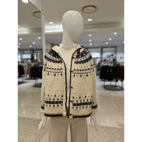 [여주점] 노르딕 패턴 후드 니트 가디건 YK5WD421