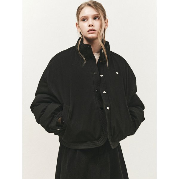 BUTTON-UP CURVE CROP PADDING_BLACK