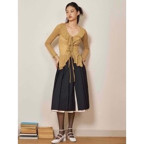 lotsyou_First-date Pleats Skirt Navy