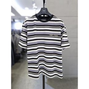 세이브존03  남자 그레이 단가라 라운드 반팔 티셔츠 WSYFAS2KR52_P423794664
