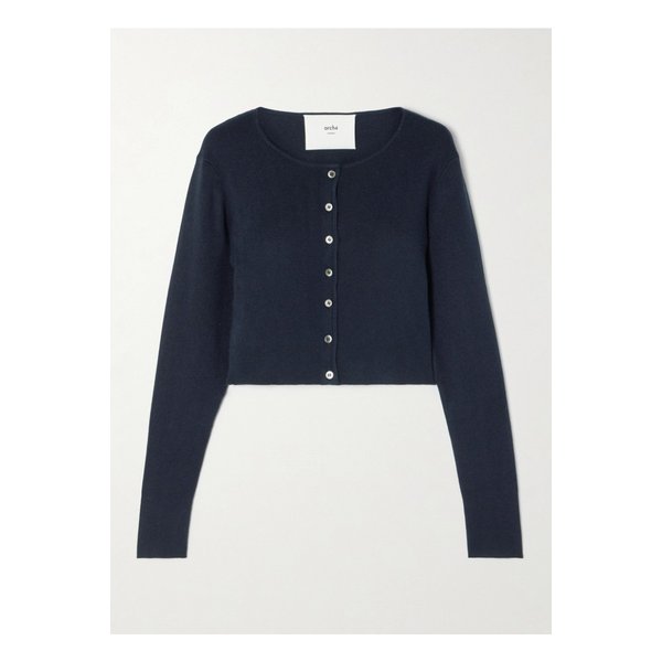 아치4 나폴리 크롭 실크 캐시미어 혼방 가디건 네이비 1647597357819652