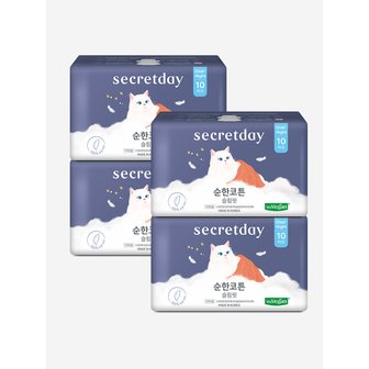 시크릿데이 [뷰티페스타 100%사은품] 시크릿데이 생리대 순한코튼 슬림핏 오버나이트 10PX4팩