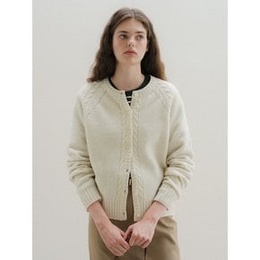 U Merino Wool Cable Cardigan_Oat Cream