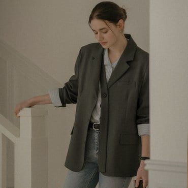 틸아이다이 Tie strap detail layered jacket_Gray