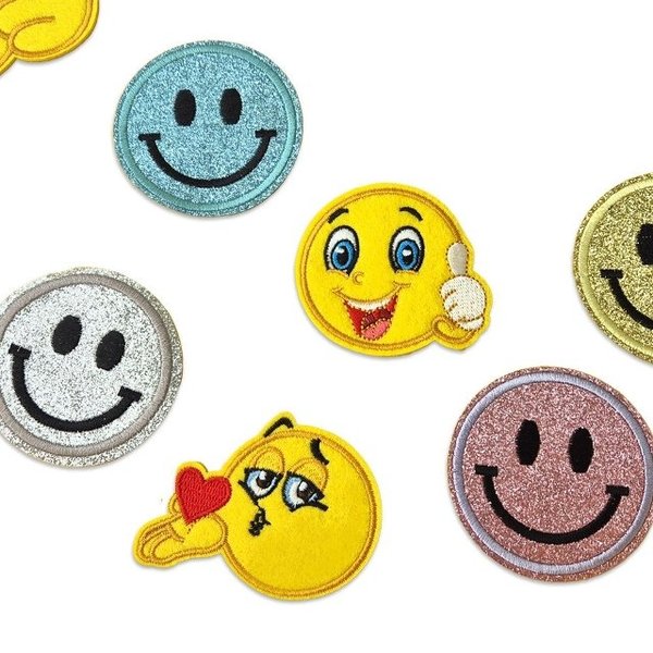 패브릭 전용 열부착 디자인 자수 패치 스마일(S) (WFJJ4DR)