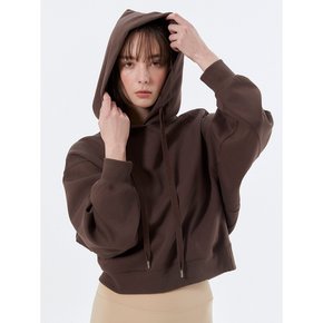 Dolman Cropped Hooded T-Shirt - Brown