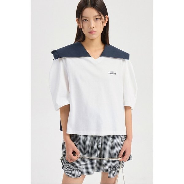 Woven Mix Sailor Short-Sleeve T-Shirt (white) LFTAM26495WHX