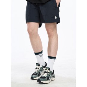 Clever Symbol Embroidered Athleisure Shorts_Black