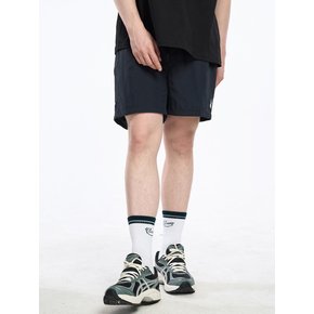 Clever Symbol Embroidered Athleisure Shorts_Black