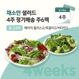 포켓샐러드 채소만 샐러드 4주 정기배송 (베이직 플러스2+루꼴라2+비타민2)