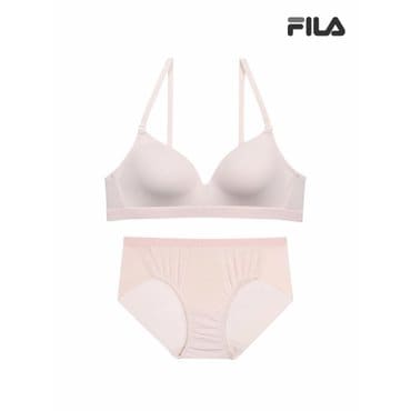 휠라 에센셜 베이직  노와이어 페일베이지 브라 팬티 세트  FI4BAF1142FPBG 2SKU _P357266553