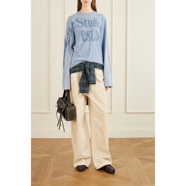 프린트 헴프 코튼 블렌드 저지 티셔츠 46376663162964145