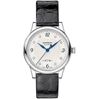  몽블랑 시계 Montblanc Boheme Automatic Silver Dial 블랙 레더 Ladies 워치 1675147