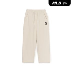 [코리아공식] 베이직 스몰로고 와플 기모 와이드팬츠 BOS (D.Cream)