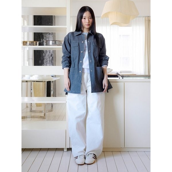 커브드 와이드 데님 팬츠 OE6ML3130