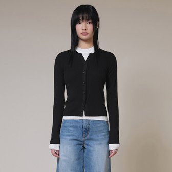 레이브 Layered Knit Cardigan Set in Black VK4SP067-10