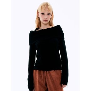 Wool off-shoulder Top_Black