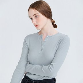 BUTTON RIBBED T-SHIRT LIGHT GRAY