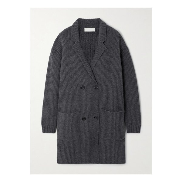 팔케 더블 브레스트 골지 울 가디건 그레이 1647597343741184