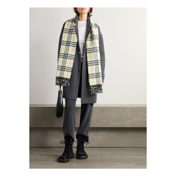 팔케 더블 브레스트 골지 울 가디건 그레이 1647597343741184