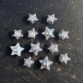 [8pcs / 12pcs] y2k 실버 별 신발 실내화 꾸미기 set